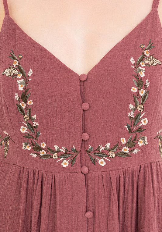 Abundance Cotton Floral Embroidered Bodice Cami Midaxi Dress
